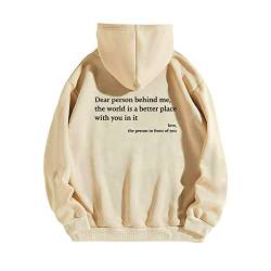 Dear Person Behind Me Hoodie You Are Enough Hoodie Print Kawaii Hoodie Y2K Oversized Vintage Pullover Basic Clothes Women T-Shirt Aesthetic Grauer Artizia Hoodie Preppy Kleidung Langarm Sweatshirt von Luadnysin