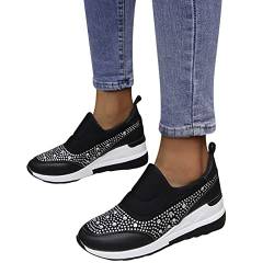 Hallenschuhe Damen Sommer Elegant Laufschuhe Sneaker Sommerschuhe Flache Schwarze Plateau Freizeitschuhe Sport Atmungsaktive Leichte Sportschuhe Walkingschuhe Frauen Lässige Bequeme Turnschuhe von Luadnysin