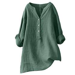 Leinenbluse Damen Sommer Leinenhemd Leinenbluse Elegant Langarm Damen Oversize Oberteile Frühling Damenblusen Shirt von Luadnysin