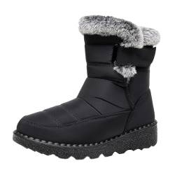 Luadnysin Damen Stiefel Gefüttert Warme Stiefel Schlupfstiefel Stiefeletten Rutschfeste Schwarz Schneeboots Winterstiefel Snow Boots Wasserdicht Grau Günstige Schneeschuhe Thermostiefel von Luadnysin