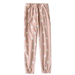 Luadnysin Flauschige Hose Damen Kuschel Lang Kuschelhose Flanellhose Pyjama Hose Fluffy Plüsch Winter Schlafhose Fleecehose Pyjamahose Flauschig Weit Oversize Plüsch Hose Sporthose Schlafanzughose von Luadnysin