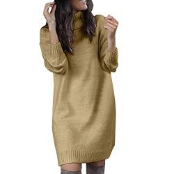 Luadnysin Herbstkleid Damen Elegant Longpullover Lang Lange Strickkleid Rollkragen Pullover Kleid Herbstkleid Herbst/Winter Crewneck Rippkleid Sweatkleid Langarm Knitted Knitted Dress Longpulli von Luadnysin