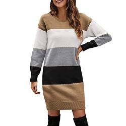 Luadnysin Kleider Herbst Damen Strickkleid Winter Autumn Geripptes Lange Winterkleider Long Pullover Langarm Kaschmir Kleid Lang Wollkleider Für Longpullover Longpulli Herbstkleid von Luadnysin