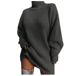 Luadnysin Kleider Winter Damen Longpullover Langarm Oversize Strickkleid Rollkragen Herbstkleid Longpulli Lange Langärmliges Sweater Dress Autumn Dress Knitted Strick Langarm Kleid Pullover Kleid von Luadnysin