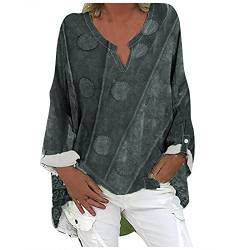 Luadnysin Leinenbluse Damen Oberteile Musselin Bluse Elegant Große Größen Longbluse Lange Sommer Longshirt Tunika Lang Oversize Vintage Lässig Langarmshirt Leinenbluse von Luadnysin