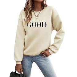 Luadnysin Pullover Damen Herbst Sale Sweatshirt Ohne Kapuze Briefe Drucken Langarm Rundhals Pulli Winter Frauen Buchstaben Druck Locker Casual Oberteil Sport Streetwear Bluse Tops Kleidung Damen von Luadnysin