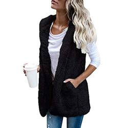 Luadnysin Teddy Fleece Weste Damen Ärmellos Westen Herbst Winter Warm Casual Bequem Einfarbig Plüsch Weste Kurz Knopf Jacke Lose Jacke Fleeceweste Plüschweste Outwear Westen von Luadnysin