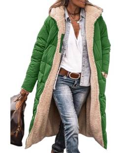 Luadnysin Wintermantel Damen Lang Sherpa Fleece Reversibel Winterjacke Steppmantel Warm Daunenmantel übergangsjacke Herbst&Winter Wollmantel Softshellmantel Steppweste Teddy Mantel Jacke Damen von Luadnysin