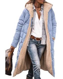 Luadnysin Wintermantel Damen Lang Sherpa Fleece Reversibel Winterjacke Steppmantel Warm Daunenmantel übergangsjacke Herbst&Winter Wollmantel Softshellmantel Steppweste Teddy Mantel Jacke Damen von Luadnysin