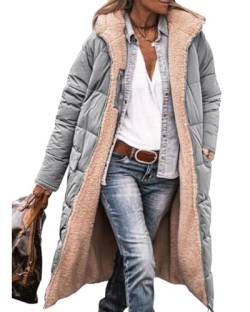 Luadnysin Wintermantel Damen Lang Sherpa Fleece Reversibel Winterjacke Steppmantel Warm Daunenmantel übergangsjacke Herbst&Winter Wollmantel Softshellmantel Steppweste Teddy Mantel Jacke Damen von Luadnysin