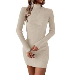 Pullover Kleid Damen Longpulli Lässig Für Leggings Strick Winterkleider Rollkragen Longpullover Knitted Dress Langarm Lockeres Tunika Sweater Dress Oversize Knielang Langarm Kleid Pulloverkleid von Luadnysin