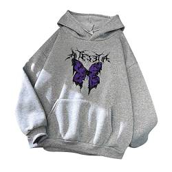 Pullover Teenager Mädchen Hoodie Pullis Klamotten Coole Oversize Hoodie Aesthetic Mit Aufdruck Schöne Oberteile Winterjacke Günstige Y2K Butterfly Hoodie Kapuzenpullover Sweatshirt Herbst 2023 von Luadnysin