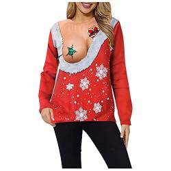 Ugly Christmas Sweater Damen Hässliche Weihnachtspullover Weihnachtspulli Lustig Funny 3D Unisex Druck Christmas Pullover Xmas Sweater Weihnachtsshirt Tshirts Weihnachts Weihnachten Pulli von Luadnysin