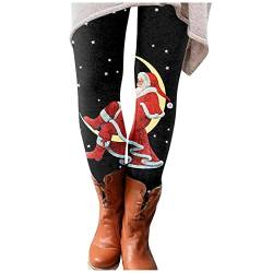 Weihnachten Damen Leggings Weihnachtsleggins Winter Slim Skinny Stretch Tights Weihnachtsmann Weihnachts Hose Leggins mit Muster Reitleggings Reithose Yoga-Hose für Frauen Knöchelhose Stiefelhose von Luadnysin