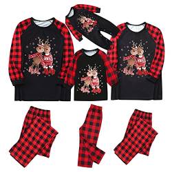 Weihnachts Pyjama Family Weihnachtspyjama Familie Set Fun-Nachtwäsche Herren Damen Jungen Mädchen Rundhals Nachthemd Hausanzug Langarm Weihnachtsanzug Home Kleidung Pyjamas Winter Rot Matching Set von Luadnysin