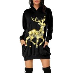 Weihnachtskleid Damen, Weihnachtskleid Ugly Hässlich Kapuzenpullover Weihnachts Zwergen Print Pulloverkleid Hoodie Kleid Merry Christmas Lockere Sweatshirt Weihnachts Weihnachtspullover Sweatkleid von Luadnysin