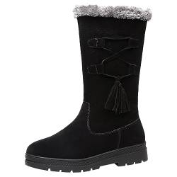 Winterstiefel Damen Gefüttert Warme Bequeme Boots Winterboots Rutschfeste Gefüttert Schneestiefel Winterschuhe Wasserdicht Schwarz Stiefel Winterstiefel Schneeboots Stiefelletten Schlupfstiefeletten von Luadnysin