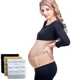 Luamex® Schwangerschaftsgürtel - Bauchband Schwangerschaft - Schwangerschaftsgurt - Bauchstütze atmungsaktiv - Bauchgurt Schwangerschaft - Umstandsmode - Schwanger - eBook- BH-Extender (Beige) von Luamex