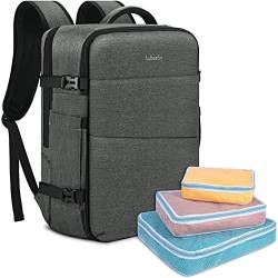 Lubardy 40L Laptop Rucksack Herren Wasserdicht 17.3 Zoll mit 3 Aufbewahrungstaschen Reiserucksack für Arbeit Schule Wochenende Reise Grau von Lubardy