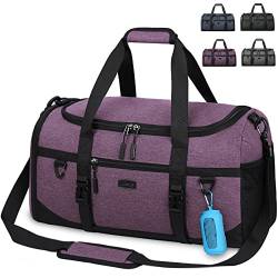 Lubardy Sporttasche Reisetasche Groß 40L Wasserdicht mit Sporthandtuch Schuhfach Nassfach Weekender Schwimmtasche Trainingstasche Damen Herren Gym Bag Violett von Lubardy