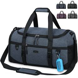 Lubardy Sporttasche Reisetasche Groß 55L Wasserdicht mit Sporthandtuch Schuhfach Nassfach Weekender Schwimmtasche Trainingstasche Damen Herren Gym Bag Blau von Lubardy