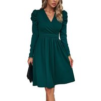 Lubgitsr Midikleid Damen kleid Elegant Abendkleid Midi V-Ausschnitt Swing Cocktailkleid von Lubgitsr