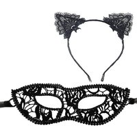 Lubgitsr Verkleidungsmaske 2Pcs Haarreif für Katzenohren, Catwoman, Spitze, sexy Maske, Spitze von Lubgitsr