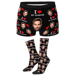 LucBuy Personalisierte Boxershorts mit Foto, Lustige Individuelle Unterwäsche mit Gesichtsbildern,Unisex Maßgeschneiderte Shorts Unterhosen Neuheit Weihnachten Valentinstag Geburtstagsgeschenke (B63) von LucBuy