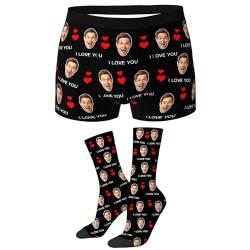 LucBuy Personalisierte Boxershorts mit Foto für Männer, Benutzerdefinierte Lustige Unterwäsche mit Gesichtsbildtexten,Maßgeschneiderte Unterhosen,Originelle Valentinstagsgeschenke (A183) von LucBuy