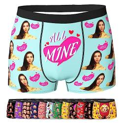 LucBuy Personalisierte Boxershorts mit Fotos, Benutzerdefinierte lustige Unterwäsche, Unisex Maßgeschneiderte Shorts Unterhosen, Neuheitsgeschenke für Weihnachten Geburtstag Valentinstag (C4) von LucBuy