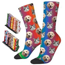 Personalisierte Socken mit Fotos,LucBuy individuelle Gesichtssocken mit Bildtext,Benutzerdefinierte lustige Socken für Männer Frauen Katze Hund,Neuartige Socken,Weihnachten Geburtstag Geschenke (A56) von LucBuy