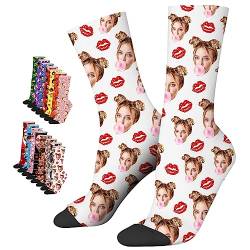 Personalisierte Socken mit Fotos,LucBuy individuelle Gesichtssocken mit Bildtext,Benutzerdefinierte lustige Socken für Männer Frauen Katze Hund,Neuartige Socken,Weihnachten Geburtstag Geschenke (A38) von LucBuy