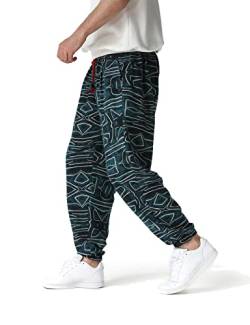 LucMatton Herren-Jogginghose mit weitem Bein, tolles Print-Design, Baumwolle, blau, 27-32 von LucMatton