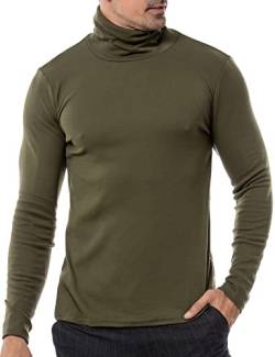 LucMatton Herren Langarm Rollkragenpullover gestrickt Armee Grün Mittel von LucMatton