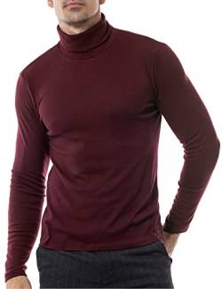 LucMatton Herren Langarm Slim Fit Rollkragenpullover gestrickt Burgundy Medium von LucMatton