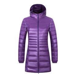 LucaSng Damen Winterjacke Steppjacke Übergangsjacke mit Kapuze Leichte Winddicht Daunenjacke Daunen Wintermantel Steppmantel Winter Frauen Federleichte Softdaunenjacke (Lila mit Hut, 3XL) von LucaSng