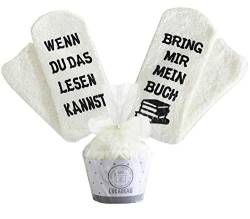 Lucadeau Buch Geschenk, Geschenk zum Weihnachten, Geburtstagsgeschenk für Frauen, Buchliebhaber, Socken mit Spruch WENN DU DAS LESEN KANNST, BRING MIR MEIN BUCH von Lucadeau