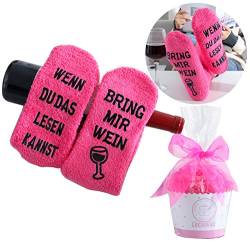 Lucadeau Socken mit Wein Spruch, Geburtstagsgeschenke für Frauen - WENN DU DAS LESEN KANNST, BRING MIR WEIN, Geschenk für Freundin Schwester Mama Geburtstag Weihnachten von Lucadeau