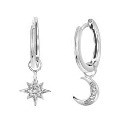 Lucardi - Damen Ohrringe mit Plattierung - Sternförmig - Schmuck - Geschenk Silber von Lucardi