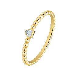 Lucardi - Damen - Ring mit Plattierung - 925 Silber - Zirkonia - Gelbgold legiert- 17.5/55 mm - Nickelfrei von Lucardi