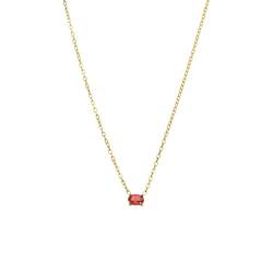 Lucardi - Damen Stalen goldplatted Ketting Vintage Ruby – Ketting – Staal – Goudkleurig – 45 cm, 45, Staal, Zirkonia von Lucardi