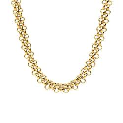 Lucardi - Frauen – Halsketten – Stahl – Gelbgold – 47 cm – nickelfrei, 47, Stahl, Ohne Stein von Lucardi