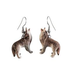 Heulender Wolf Porzellan Ohrringe Handbemalt Schmuck Glücksgeist Tier, Aus Chirurgenstahl Porzellan von Luck Trader