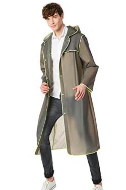 Luckism Regenponcho Herren Regencape Regenmantel Wasserdicht für Herren und Damen für Wandern Transparent Durchsichtig Wiederverwendbar Unisex L, armeegrün von Luckism