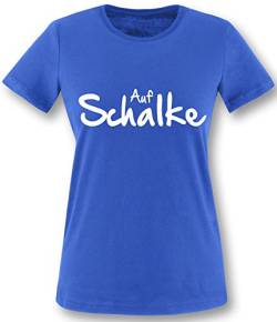 Auf Schalke Damen T-Shirt, Royal - Weiß in Größe S von Luckja