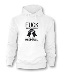 Fuck the World-I'm a Pengu Herren Hoodie Weiß - Schwarz Größe L von Luckja