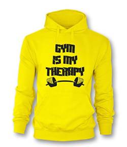 Gym is my therapy Herren Hoodie Dunkelgrün-Weiß Größe XL von Luckja