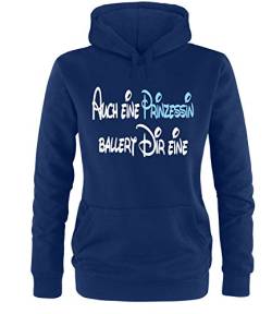 Luckja Auch eine Prinzessin ballert dir eine Damen Hoodie Navy-Weiss/Hellblau Grösse M von Luckja