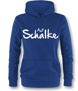 Luckja Auf Schalke Damen Hoodie Royal - Weiß in Größe S von Luckja