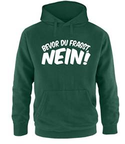 Luckja Bevor du fragst Nein Herren Hoodie Dunkelgrün-Weiss Grösse XL von Luckja